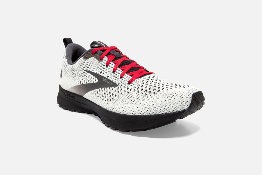 Revel 4 Road Brooks Running Shoes NZ Mens - White/Black/Red - XJPWDB-937